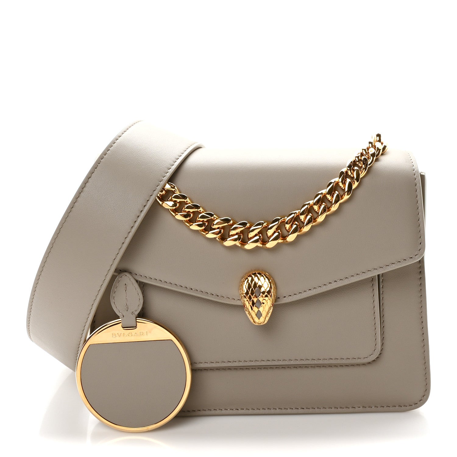 Bulgari Calfskin Serpenti Forever Maxi Chain Crossbody Bag Grey 3 of 11