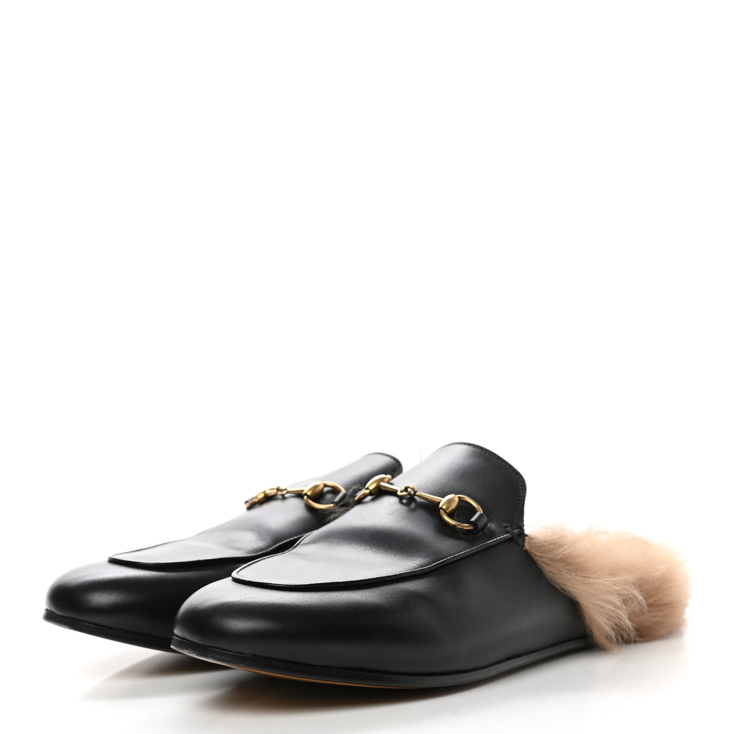 Calfskin Fur Womens Princetown Slippers 40 Black