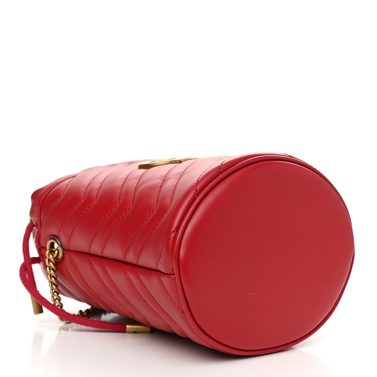 Calfskin Matelasse Mini GG Marmont 2.0 Bucket Bag Hibiscus Red