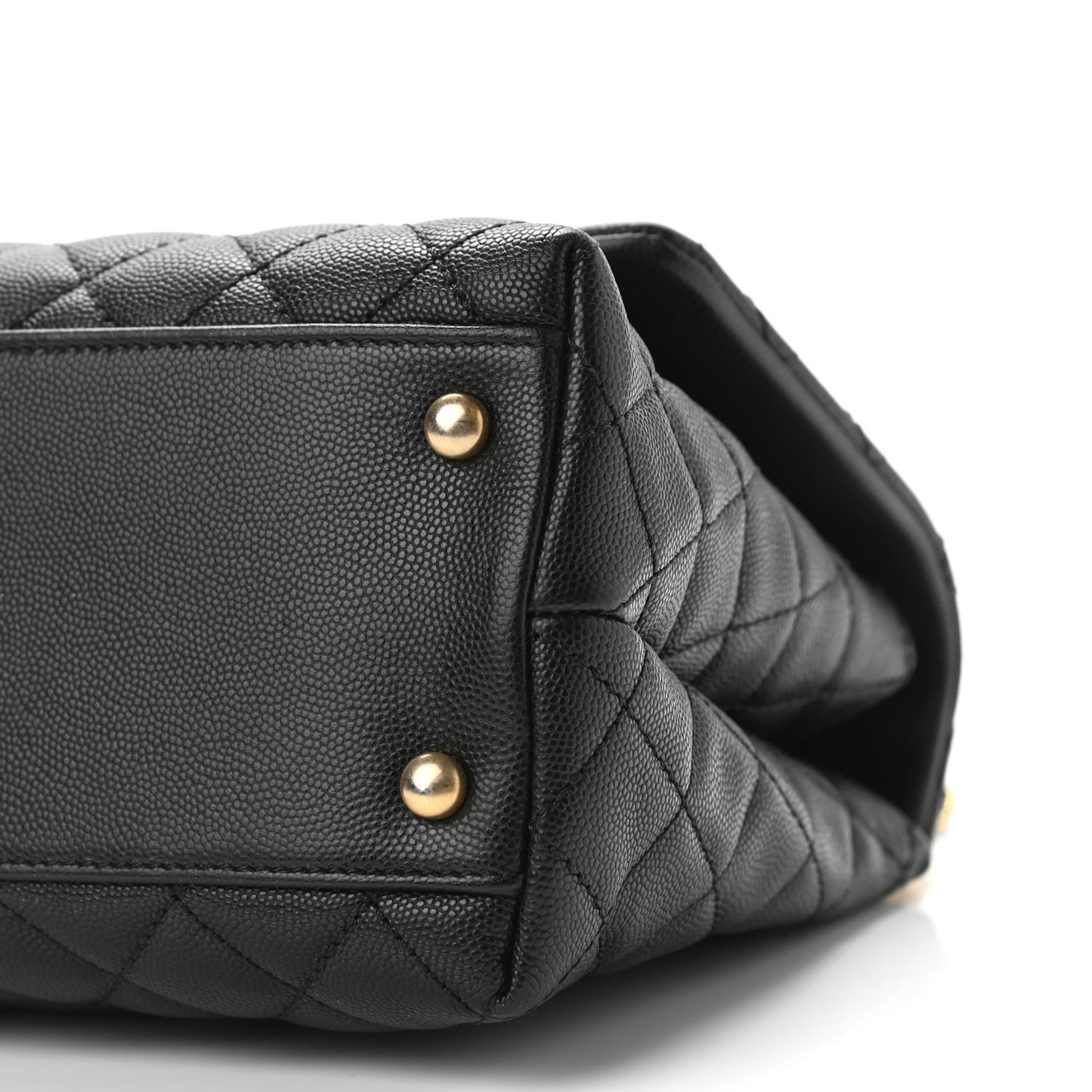 Caviar Lizard Quilted Small Coco Handle Flap Black