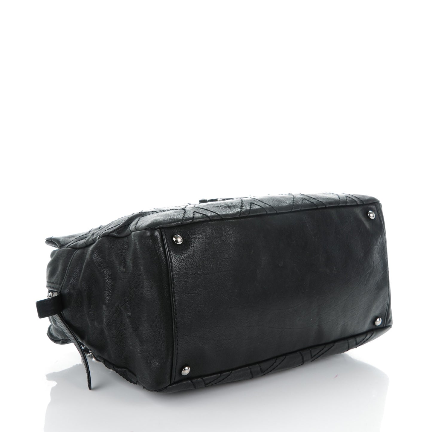 Calfskin Large Diamond Stitch Tote Black