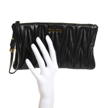 Miu Miu Leather Matelasse Lux Clutch Black 2 of 8