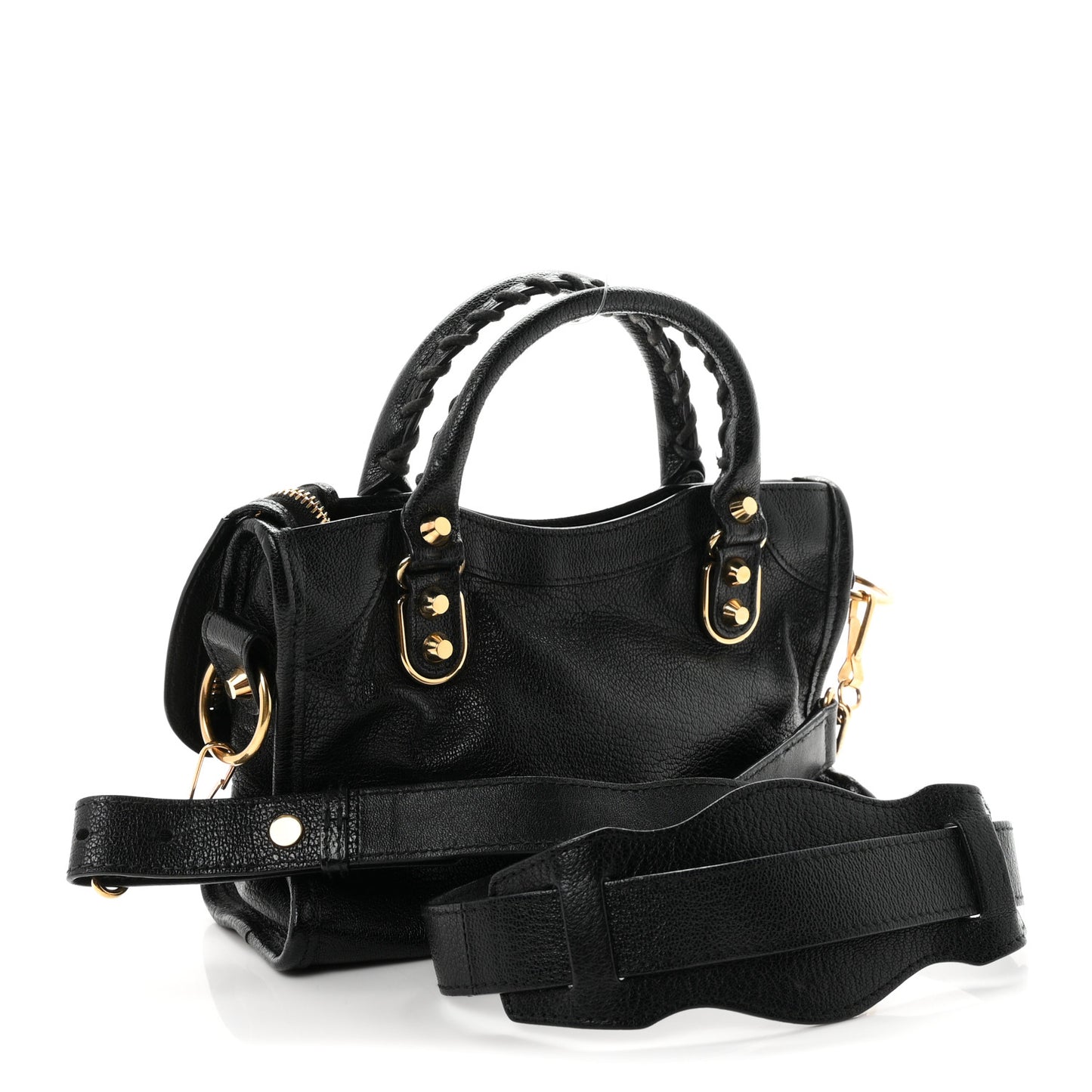 Chevre Gold Metallic Edge Hardware Mini City Black