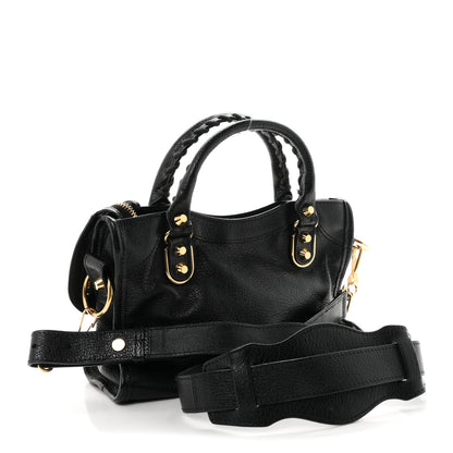 Balenciaga Chevre Gold Metallic Edge Hardware Mini City Black 3 of 10