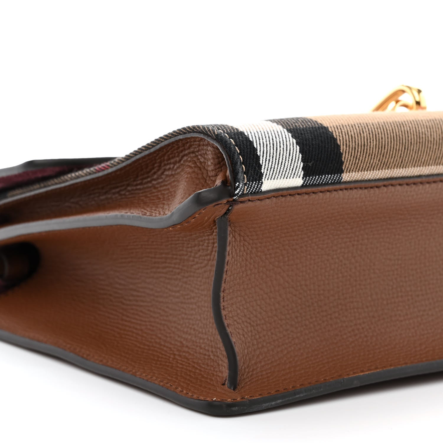 Burberry Derby Calfskin House Check Small Macken Crossbody Bag Tan 10 of 12