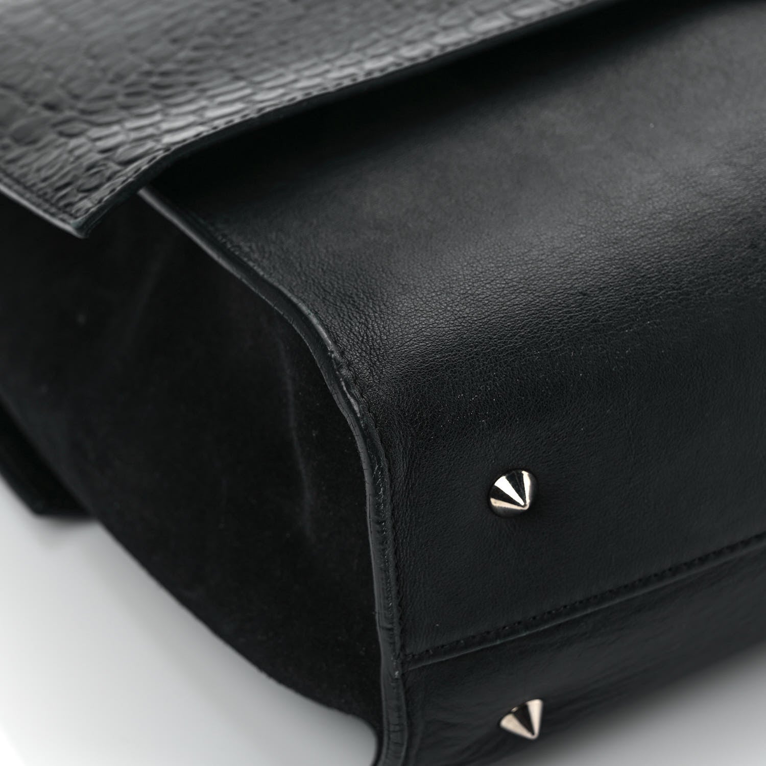 Givenchy Calfskin Crocodile Embossed Medium Shark Lock Satchel Black 9 of 11