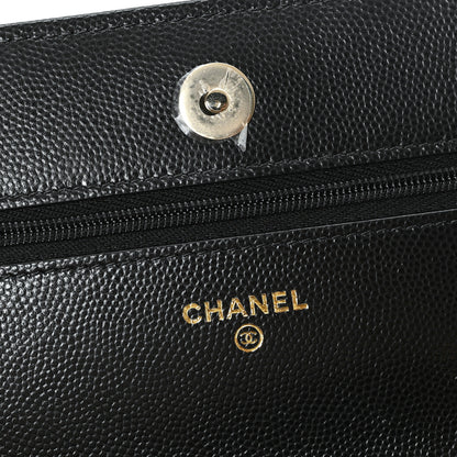 Chanel Caviar Quilted Crystal Heart CC Wallet On Chain WOC Black 6 of 12