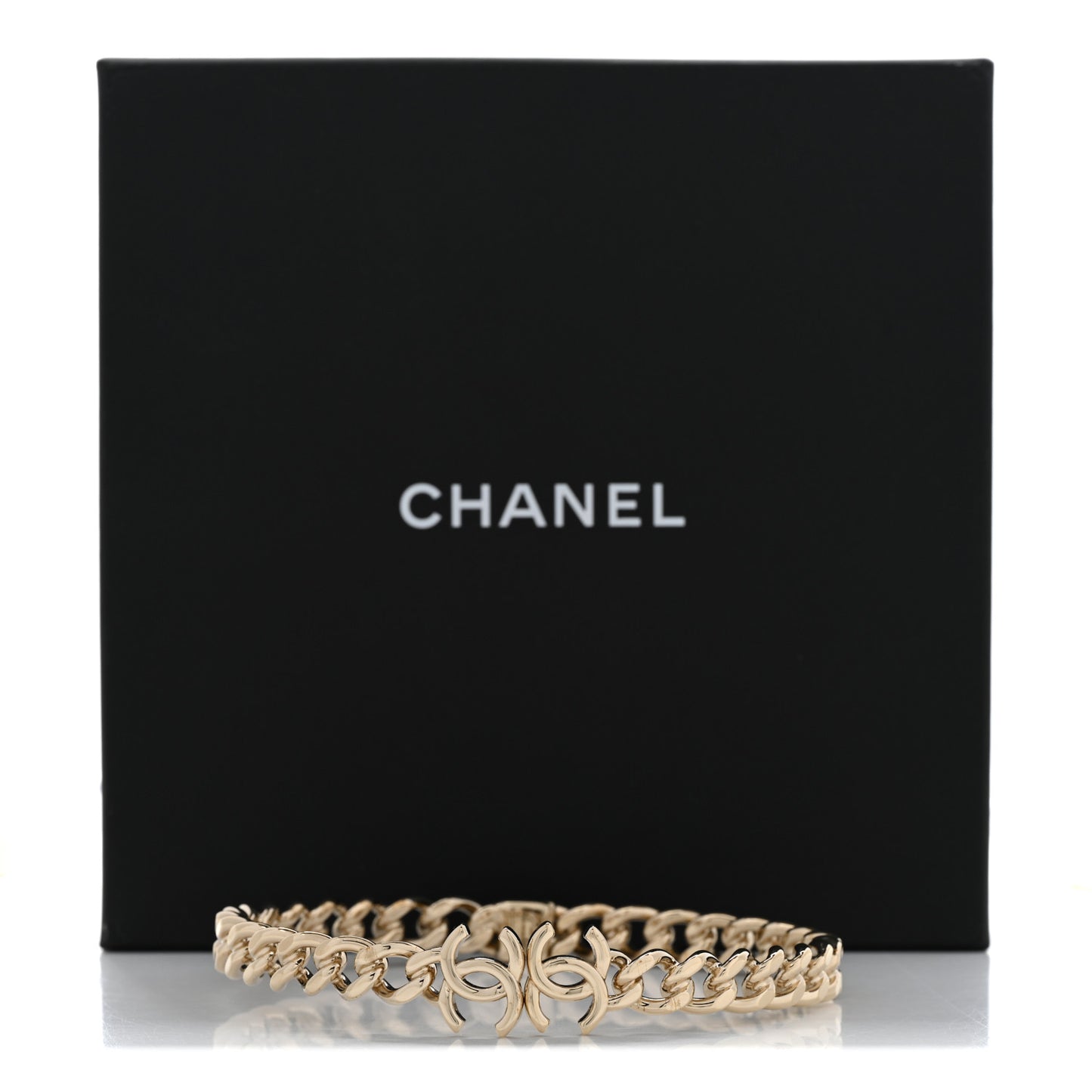 Metal CC Chain Link Choker Necklace L Gold