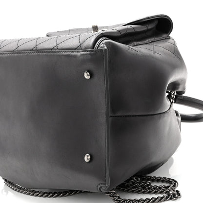 Chanel Calfskin Stitched Large Urban Luxury Drawstring Backpack Black 9 of 9