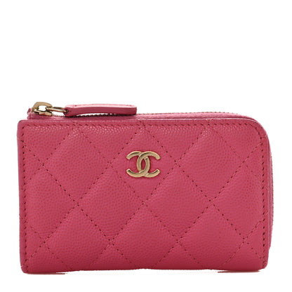 Chanel Caviar Quilted Zipped Key Holder Case Pink 1 of 9
