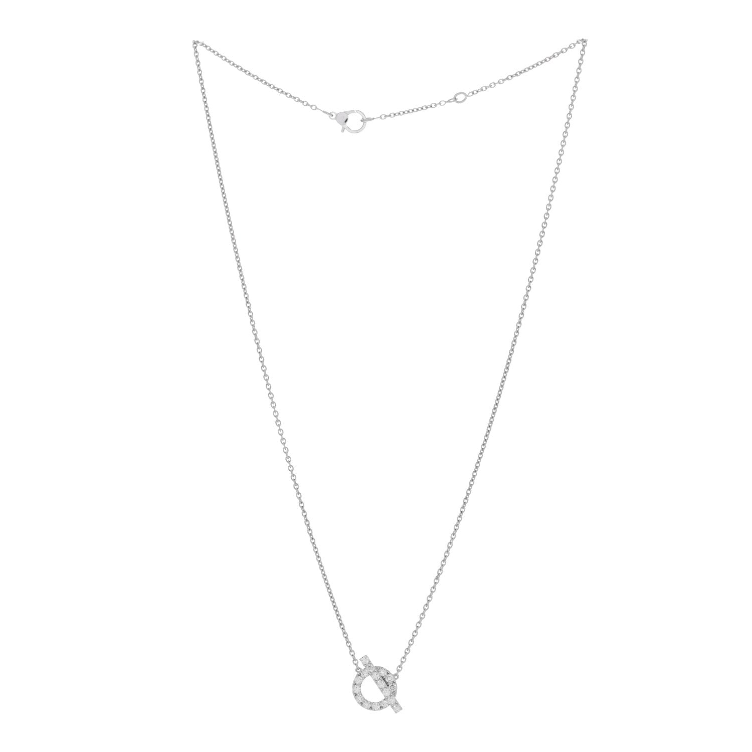 Hermes 18K White Gold Diamond Finesse Pendant Necklace 3 of 6