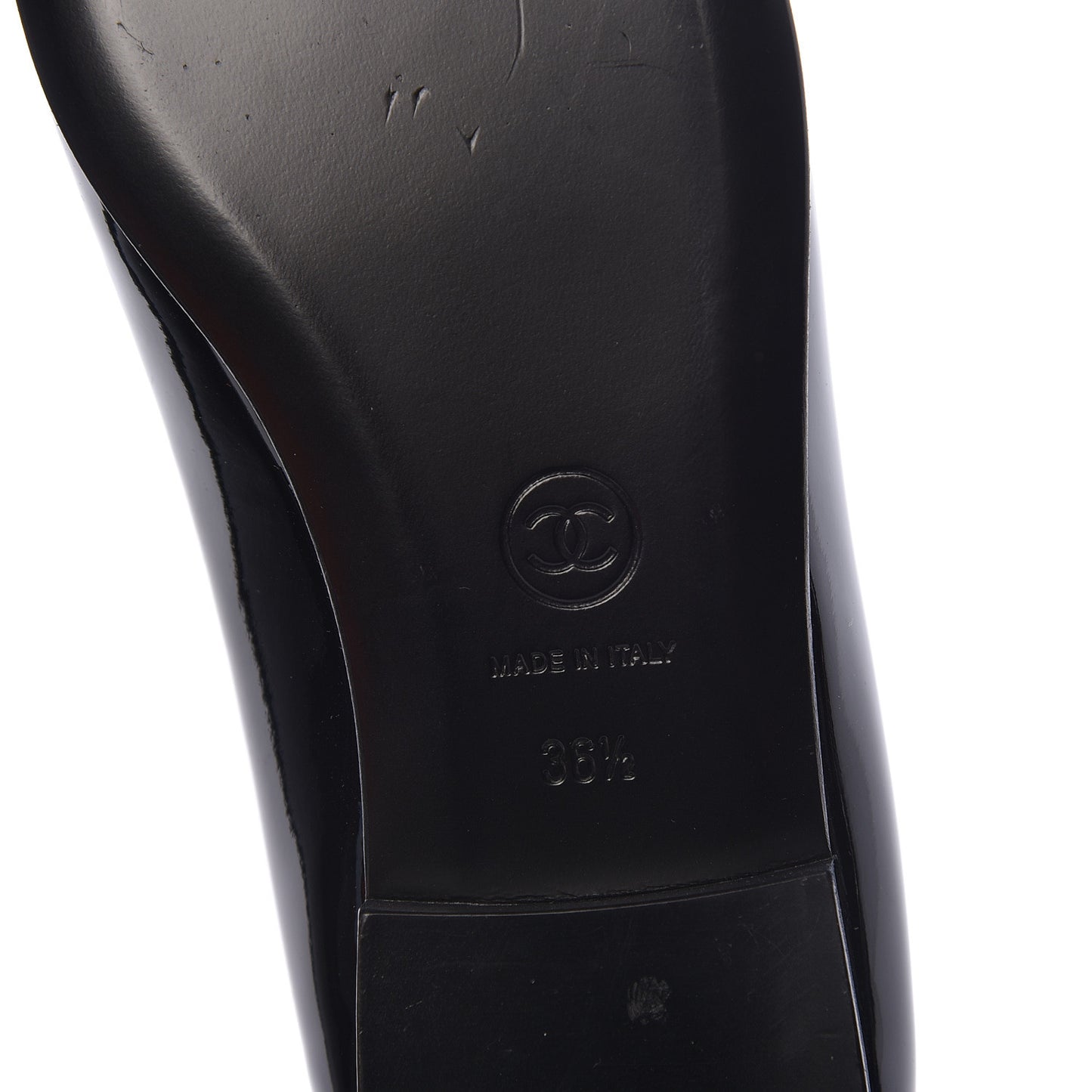 Patent CC Cap Toe Ballerina Flats 36.5 Black