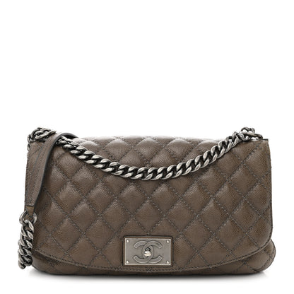 Chanel Glazed Caviar Medium Flap Khaki 1 of 14