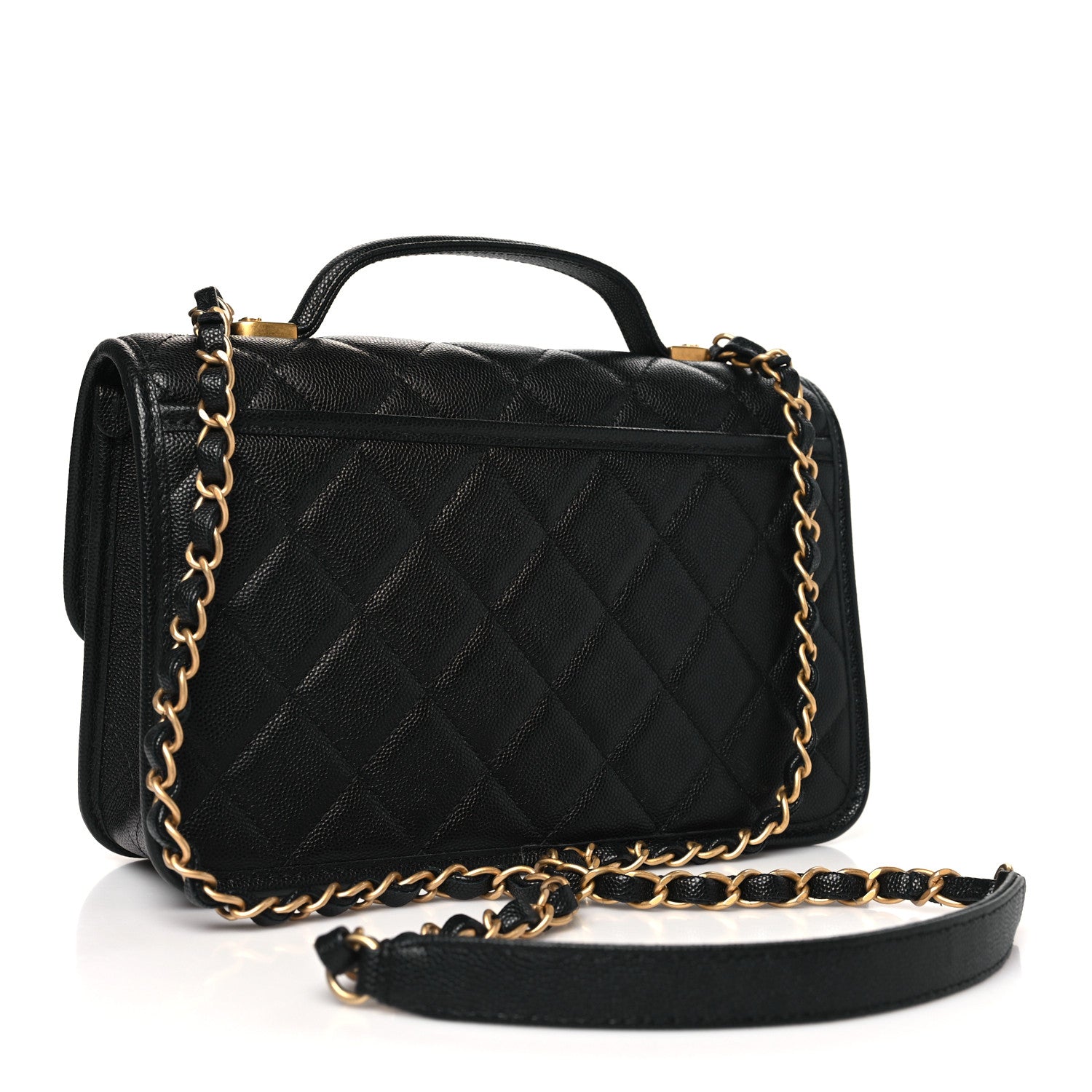 Chanel Caviar Quilted School Memory Small Top Handle Flap Black 3 of 11