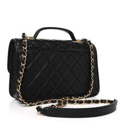 Chanel Caviar Quilted School Memory Small Top Handle Flap Black 3 of 11