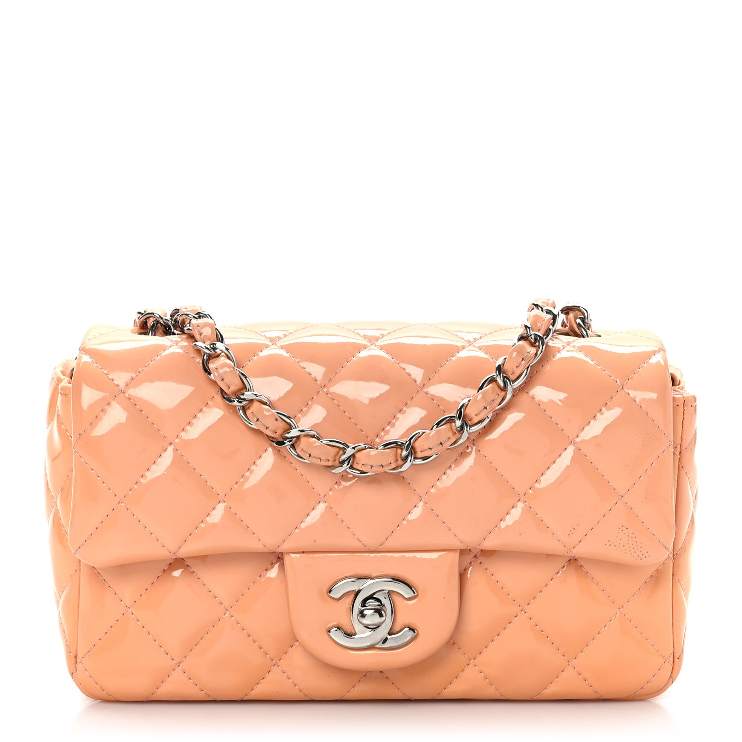 Chanel Patent Calfskin Quilted Mini Rectangular Flap Light Pink 1 of 11