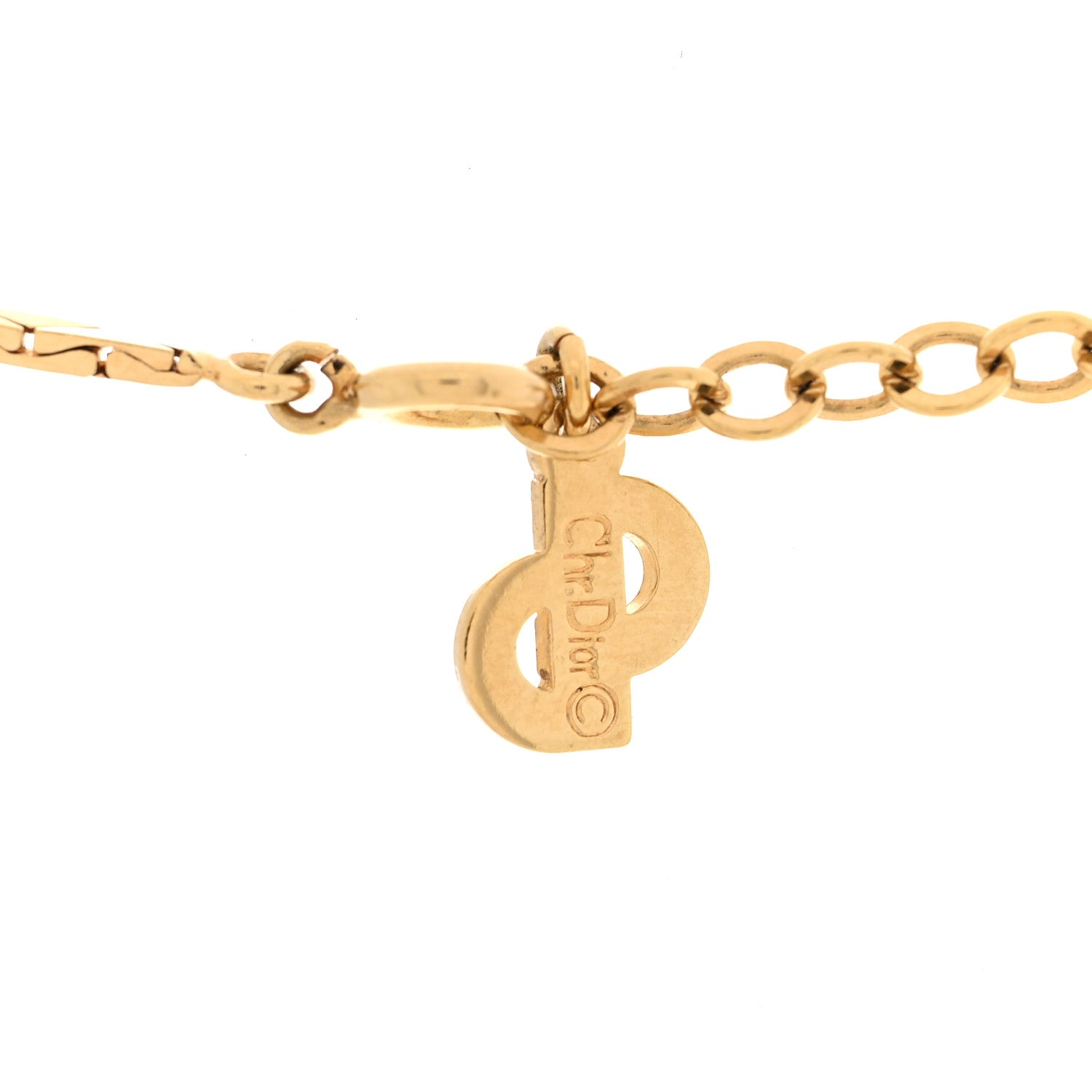 Christian Dior Crystal Baguette Necklace Gold Purple 4 of 4