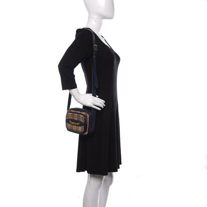 Burberry Smooth Calfskin 1983 Knight Check Link Camera Bag Navy 2 of 10