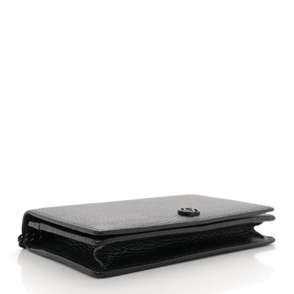 Gucci Dollar Calfskin Enamel Monochrome Mini GG Marmont Chain Wallet Black 4 of 11