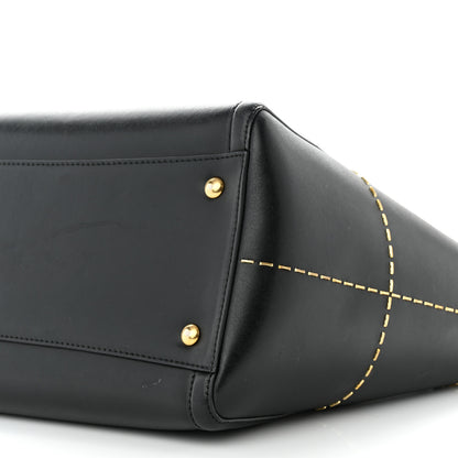 Salvatore Ferragamo Calfskin Stitched Double Handle Medium Amy Tote Black 9 of 13