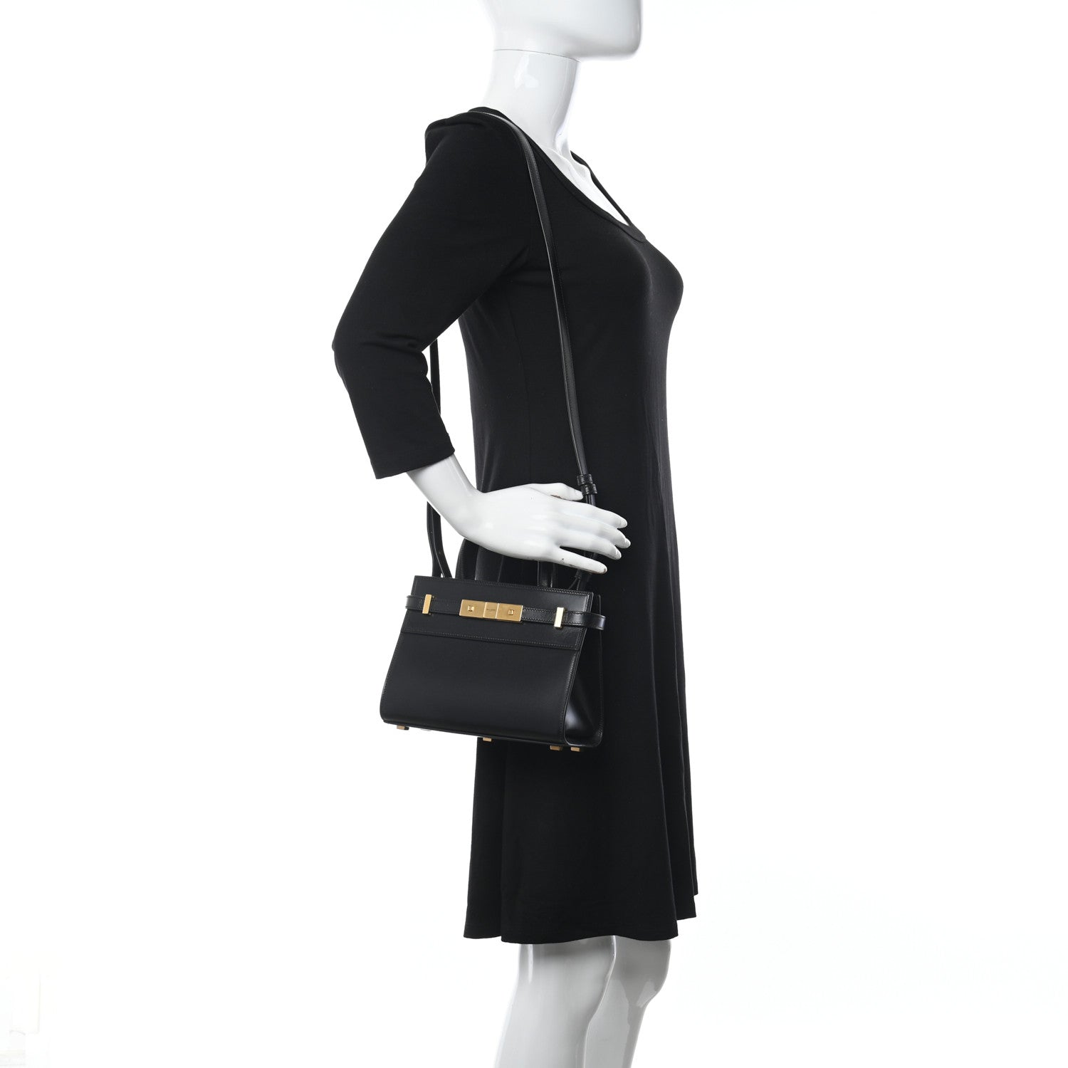 Saint Laurent Smooth Calfskin Manhattan Nano Shopper Tote Black 2 of 9