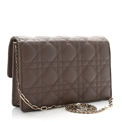 Christian Dior Lambskin Chain Lady Dior Chain Pouch Warm Taupe 3 of 9