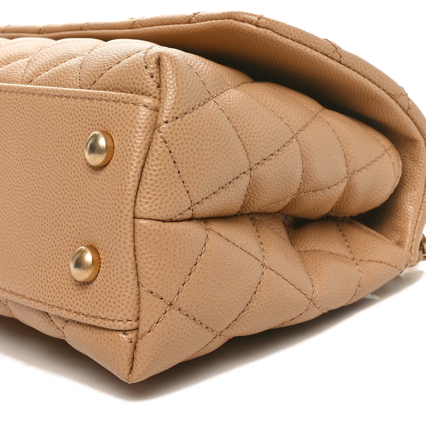 Caviar Quilted Mini Coco Handle Flap Beige