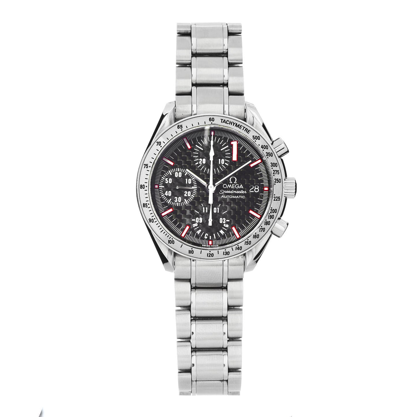 Stainless Steel 39mm Speedmaster Schumacher Chronograph Automatic Watch Black 3519.50