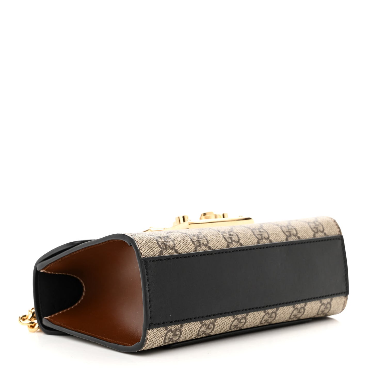 GG Supreme Monogram Calfskin Small Padlock Shoulder Bag Beige Black Cuir