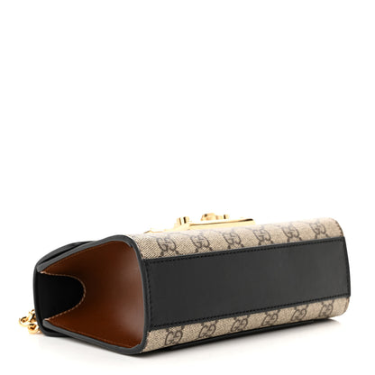 Gucci GG Supreme Monogram Calfskin Small Padlock Shoulder Bag Beige Black Cuir 4 of 12