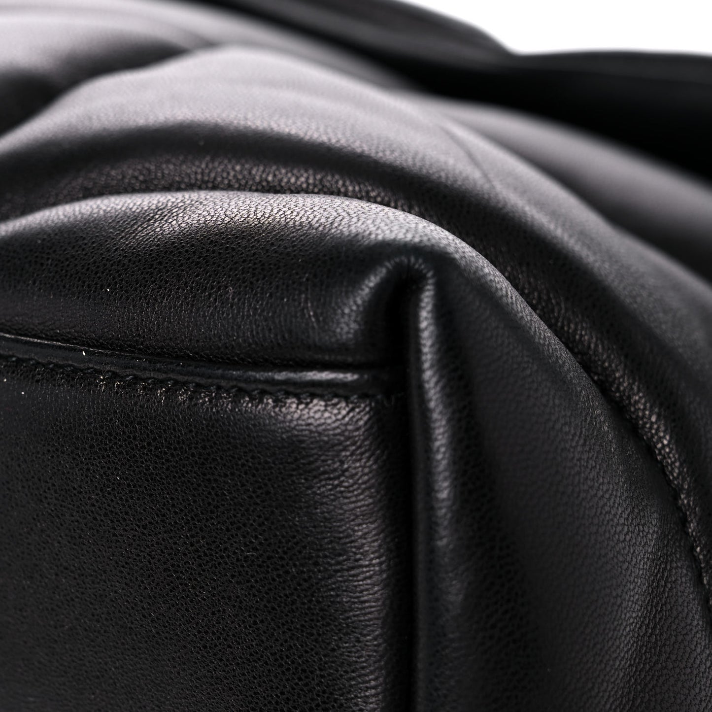 Lambskin Quilted Medium Loulou Puffer Monogram Chain Satchel Black