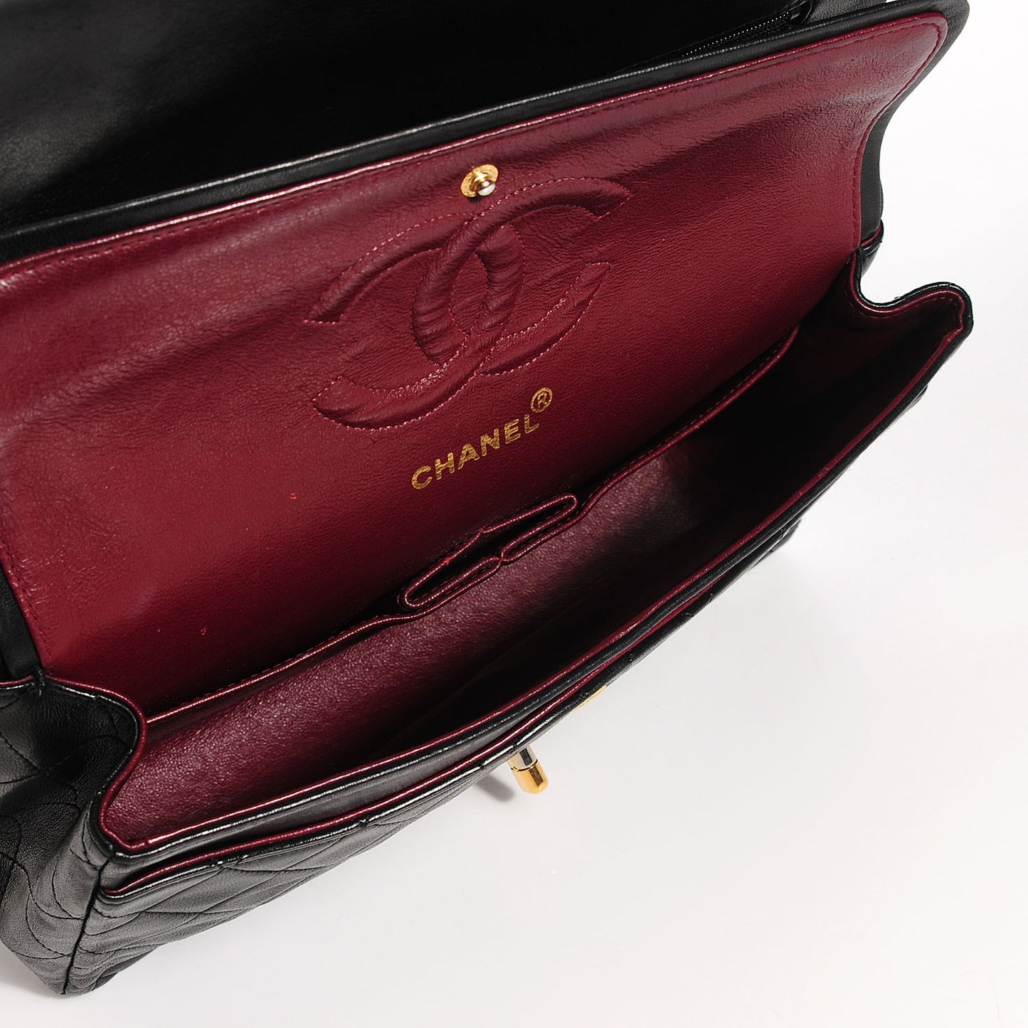 Lambskin Quilted Medium Double Flap Black