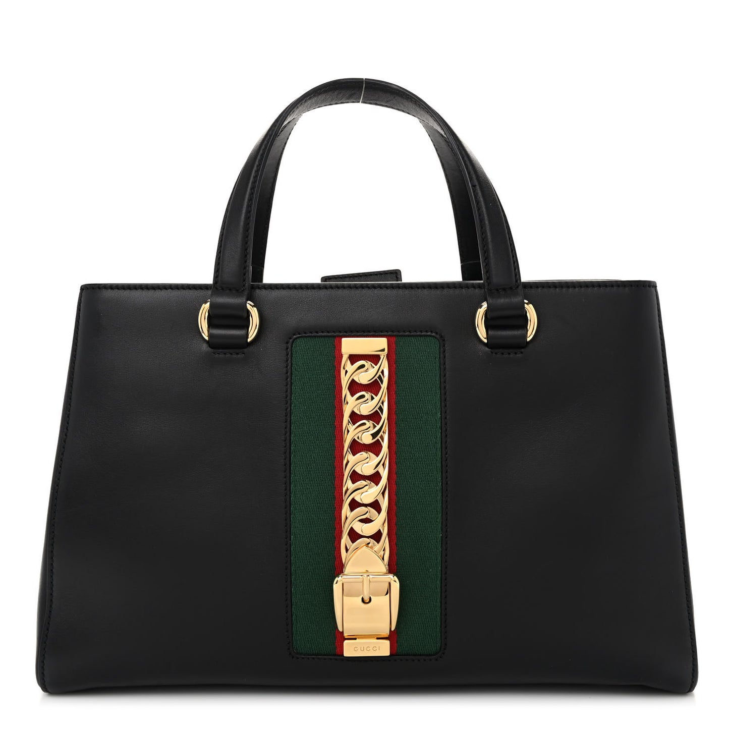 Calfskin Large Sylvie Top Handle Tote Black