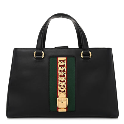 Gucci Calfskin Large Sylvie Top Handle Tote Black 1 of 10