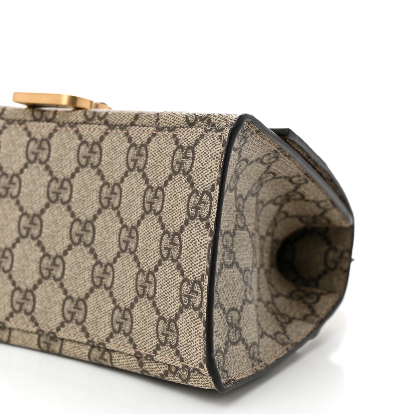 X GUCCI GG Supreme Monogram Small Hourglass Top Handle Bag Beige Ebony