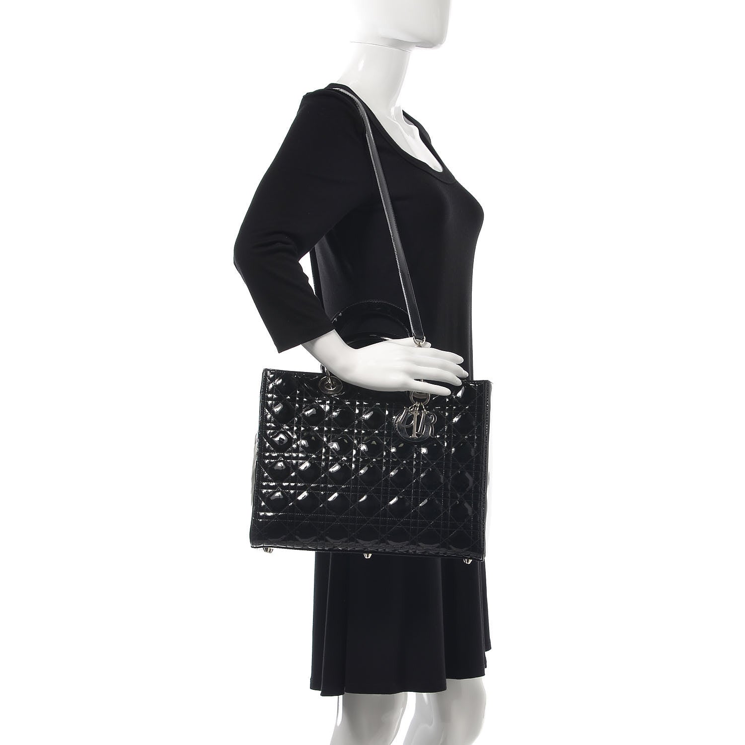 Christian Dior Patent Cannage Large Lady Dior Black 2 of 11