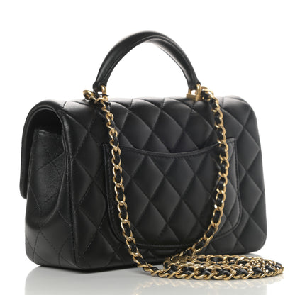 Chanel Lambskin Quilted Mini Top Handle Rectangular Flap Black 3 of 11