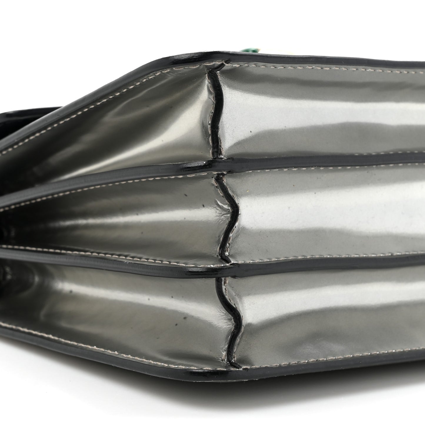 Metallic Calfskin Serpenti Forever Top Handle Silver