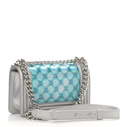 Chanel Metallic Lambskin PVC Quilted Small Boy Flap Blue 3 of 11