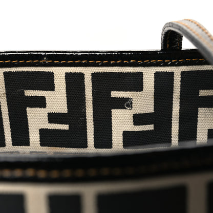 Fendi Canvas FF Roll Tote Black White 15 of 15