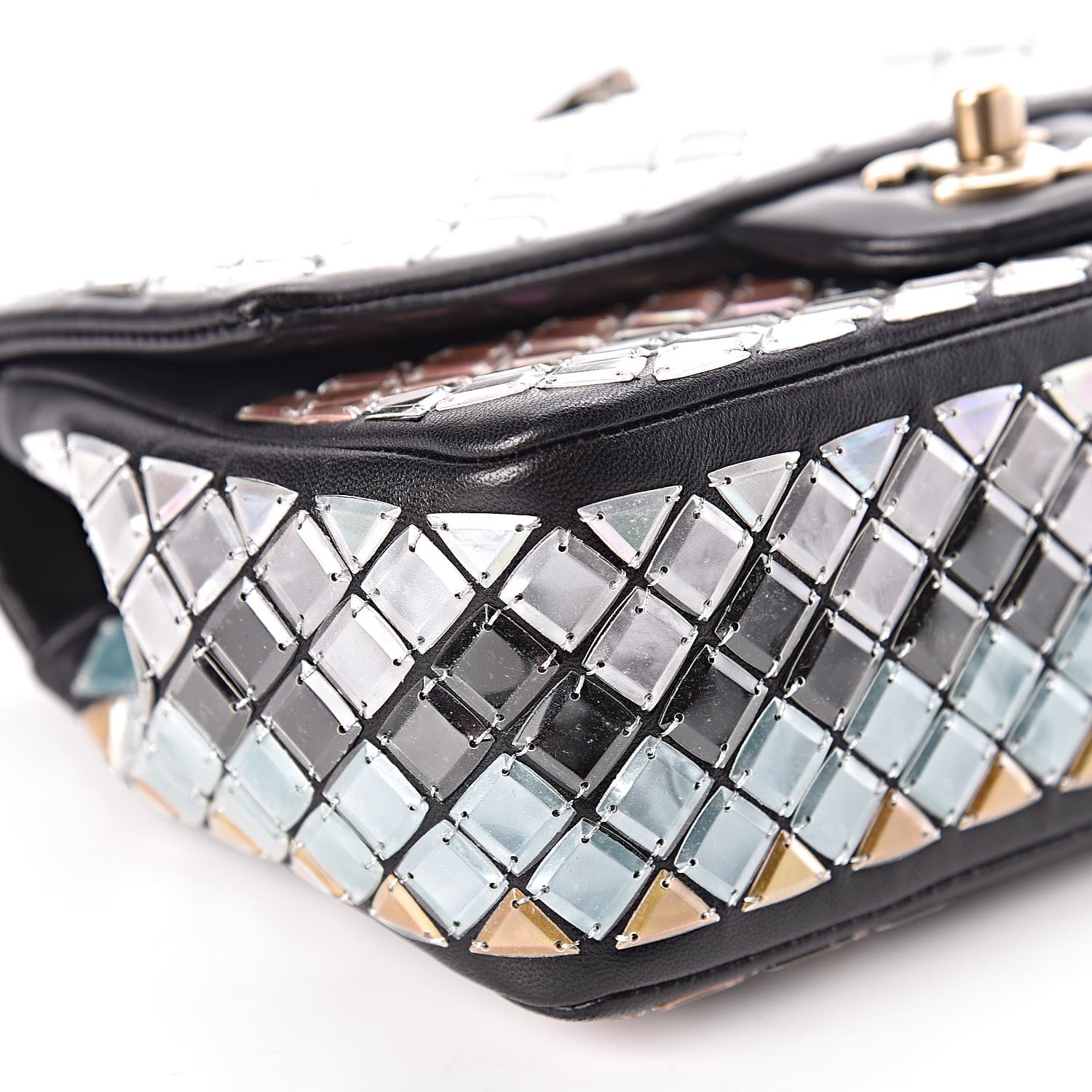 Chanel Lambskin Mosaic Small Flap Black Gold Light Blue 9 of 10