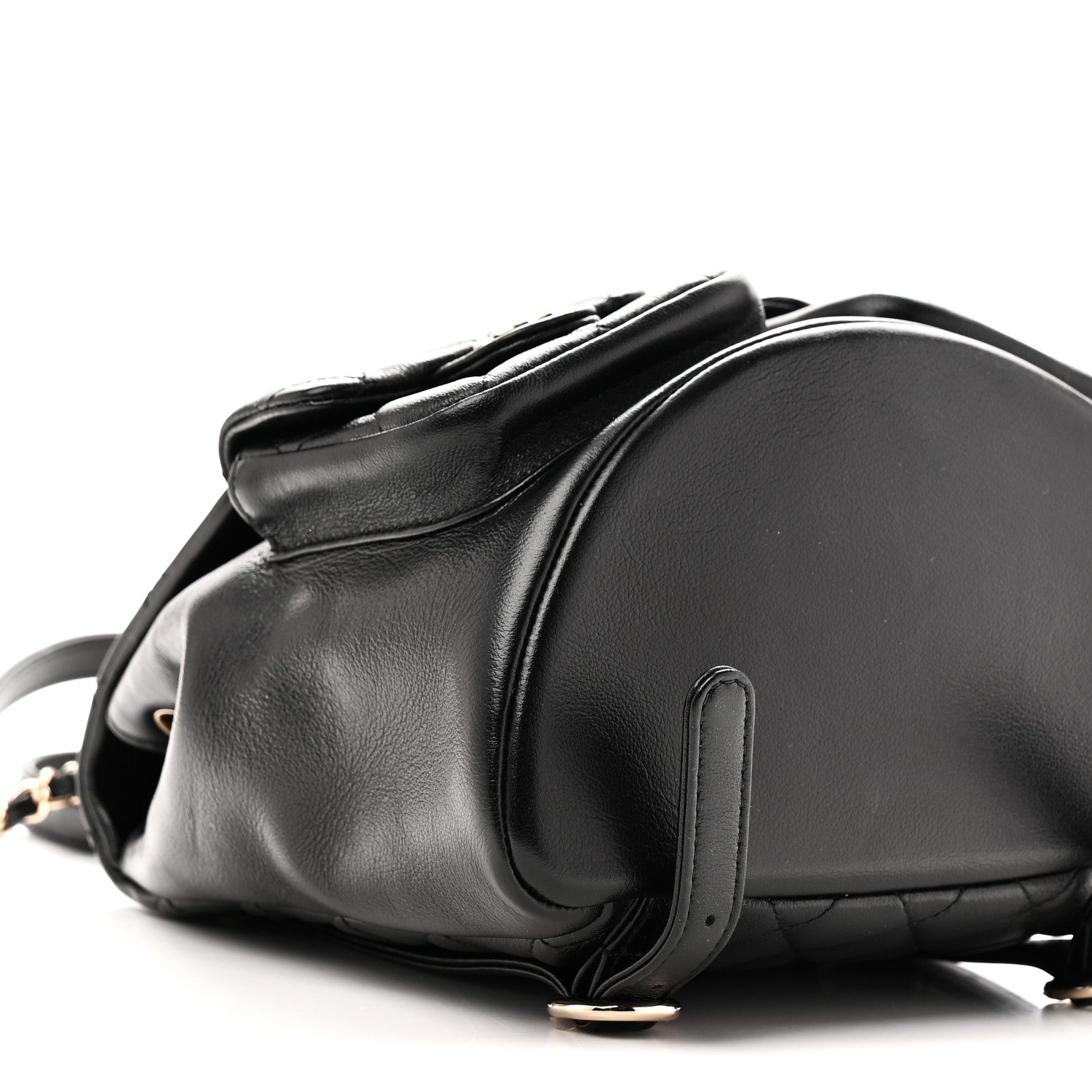 Chanel Calfskin Quilted Medium Duma Pockets Drawstring Backpack Black 9 of 10