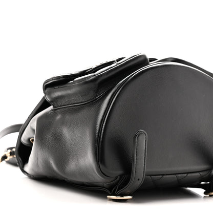 Chanel Calfskin Quilted Medium Duma Pockets Drawstring Backpack Black 9 of 10