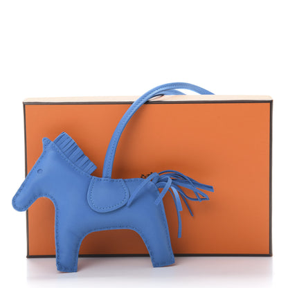 Hermes Milo Lambskin Grigri Rodeo Horse Bag Charm MM Bleu Zanzibar 5 of 5