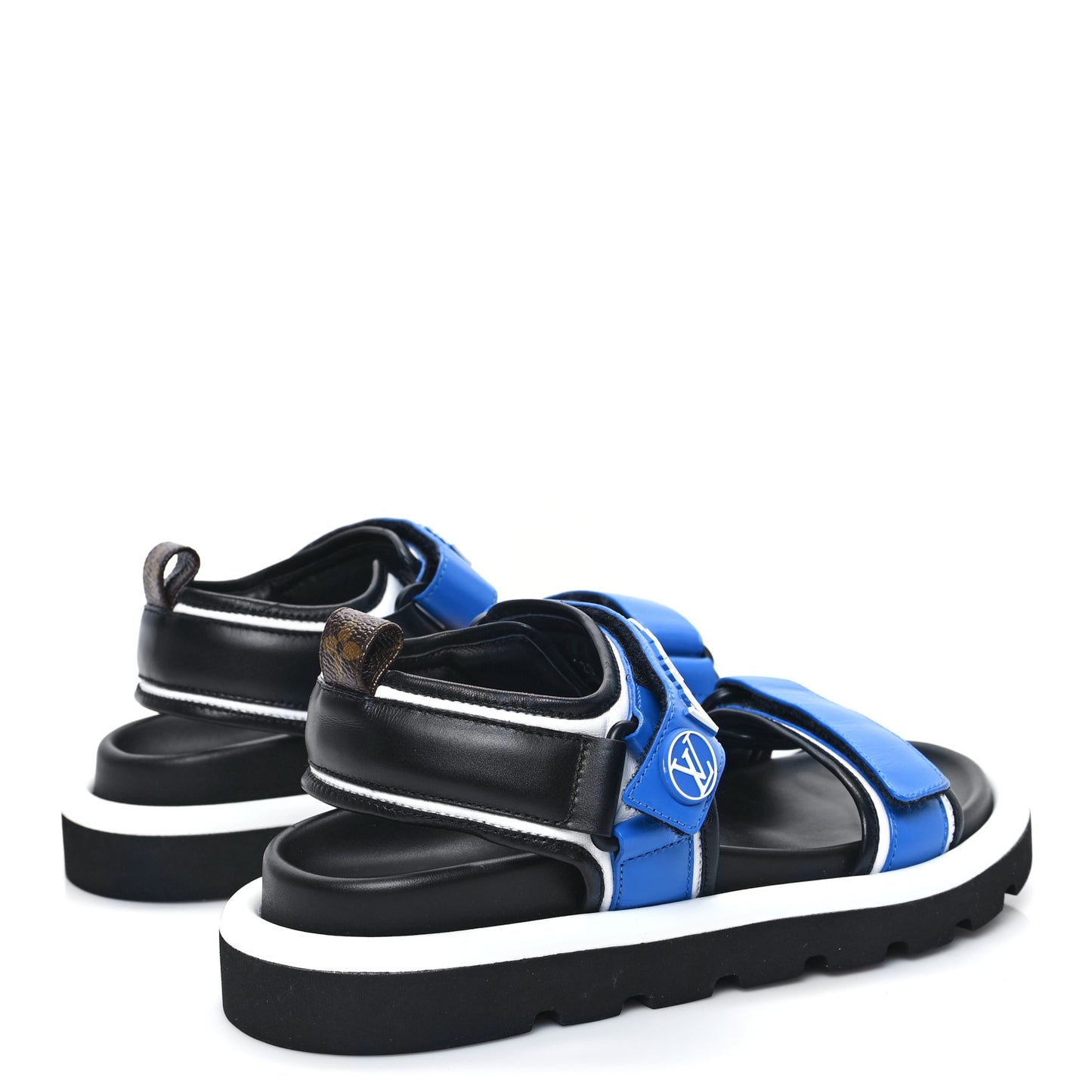 Calfskin Monogram Pool Pillow Flat Comfort Sandals 38 Blue