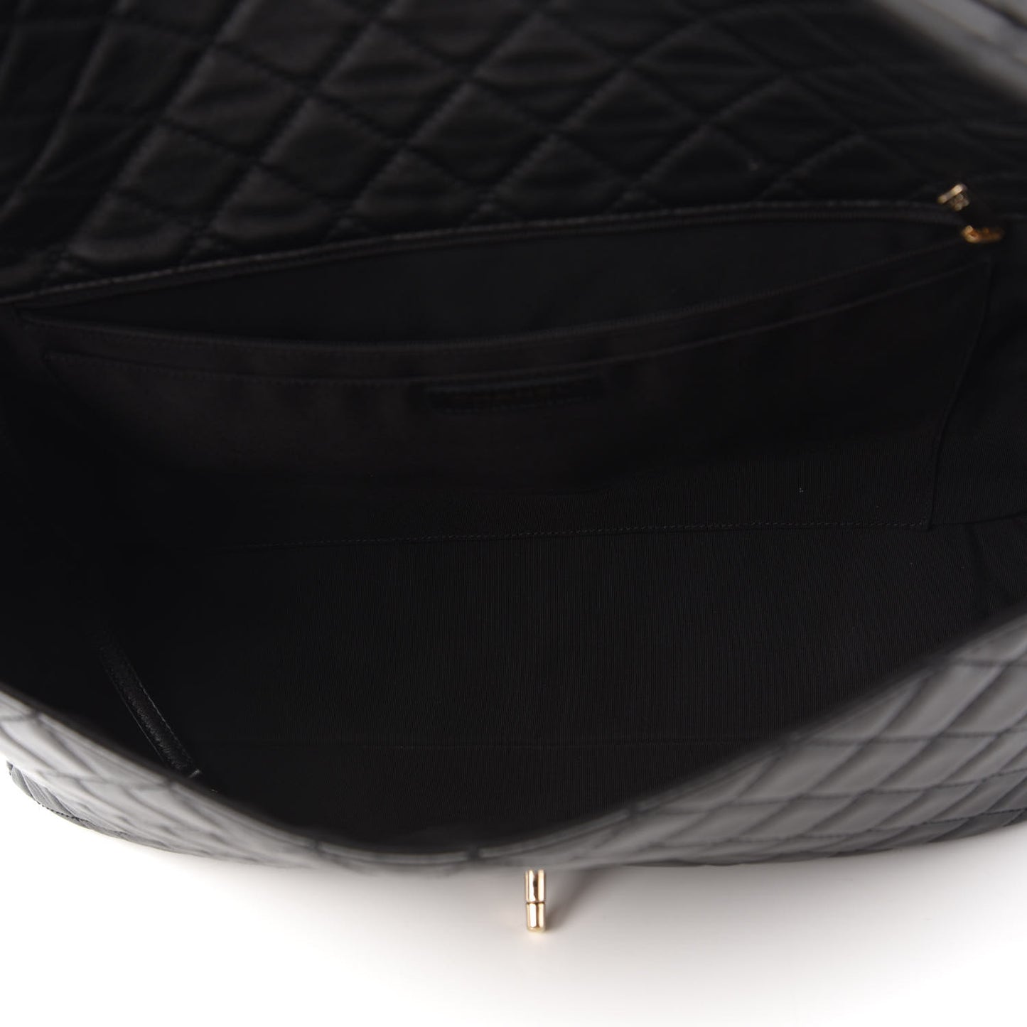 Metallized Calfskin Quilted Small XXL Travel Flap Bag Black
