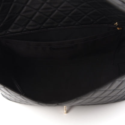 Chanel Metallized Calfskin Quilted Small XXL Travel Flap Bag Black 5 of 11