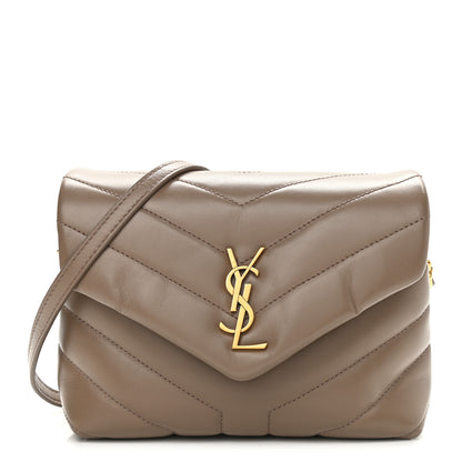 Saint Laurent Calfskin Y Quilted Monogram Toy Loulou Crossbody Bag Taupe 1 of 11