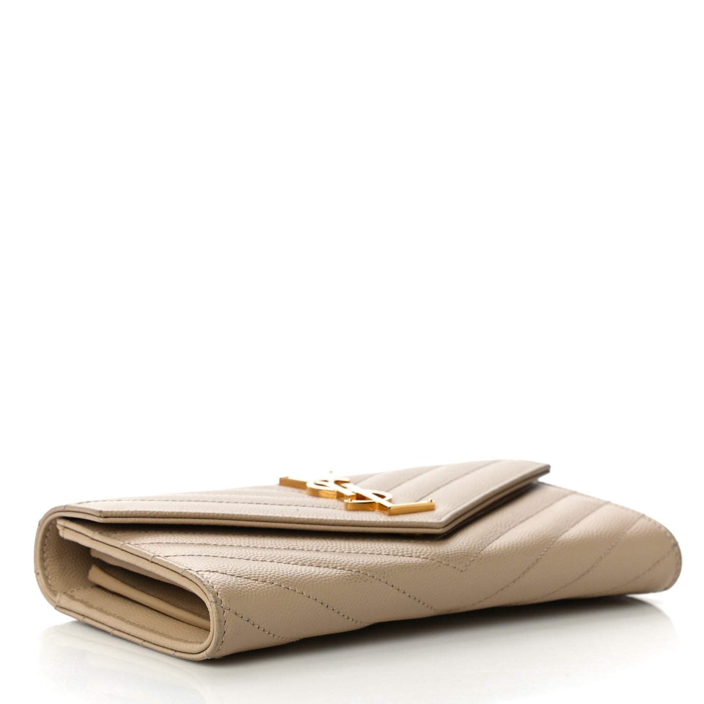 Grain De Poudre Matelasse Chevron Monogram Flap Wallet Taupe
