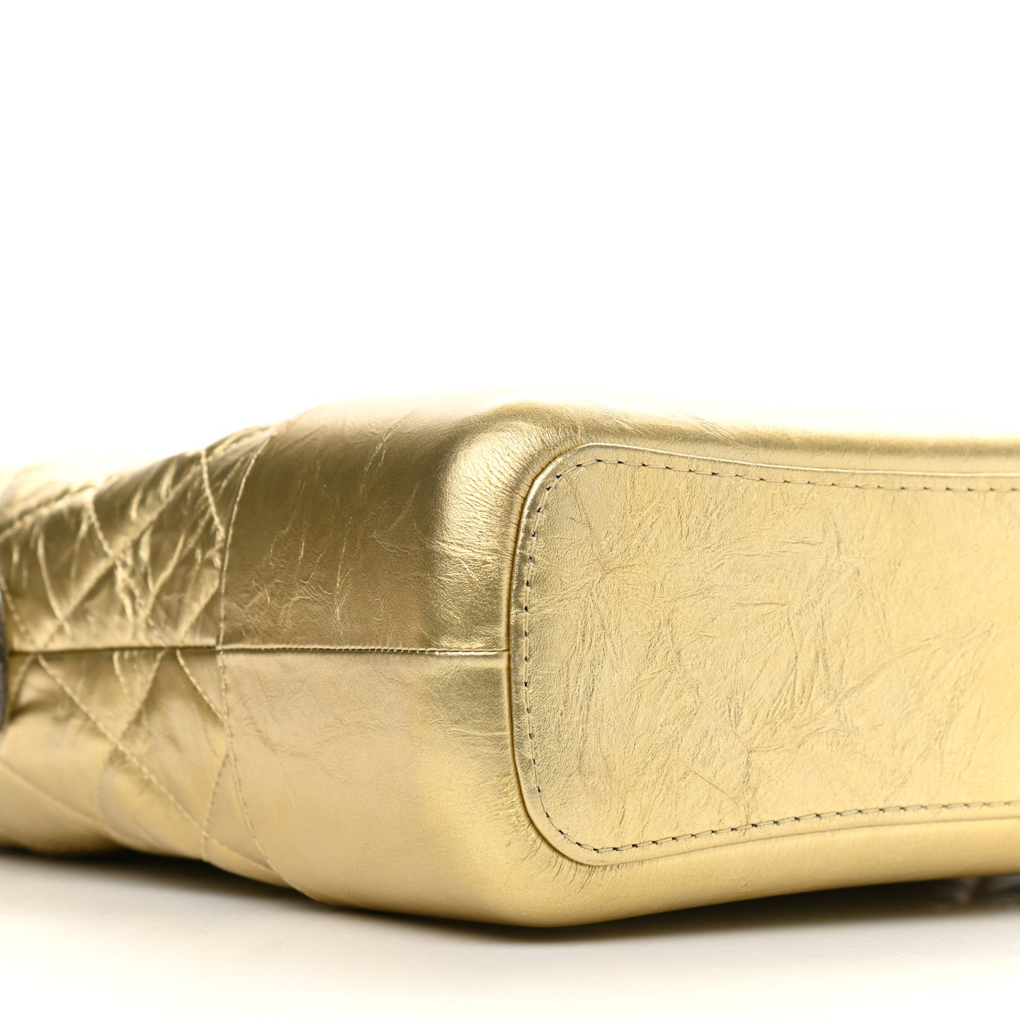 Metallic Lambskin Calfskin Quilted Medium Gabrielle Hobo Gold